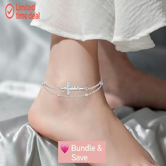 925 Sterling Silver Adjustable Cross Rosary Bracelet Anklet Christian Jewelry - Picture 5 of 8